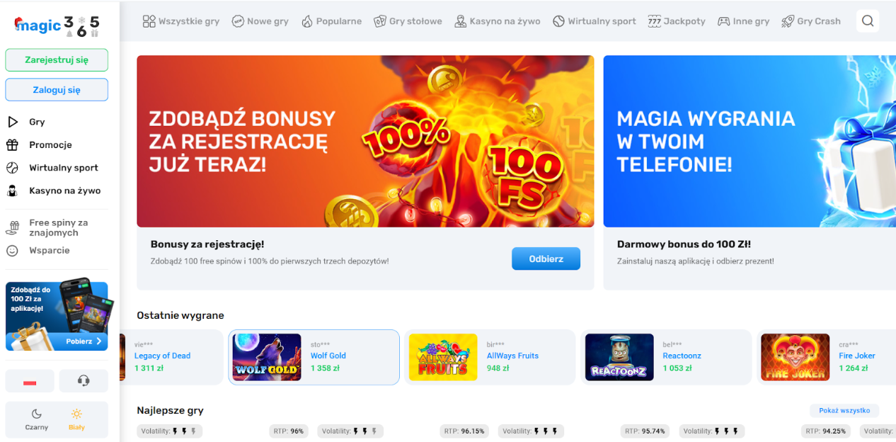 Oficjalna strona kasyna Magic365 Casino
