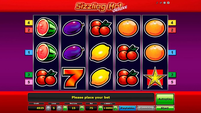 Sizzling Hot Deluxe slot interfejs