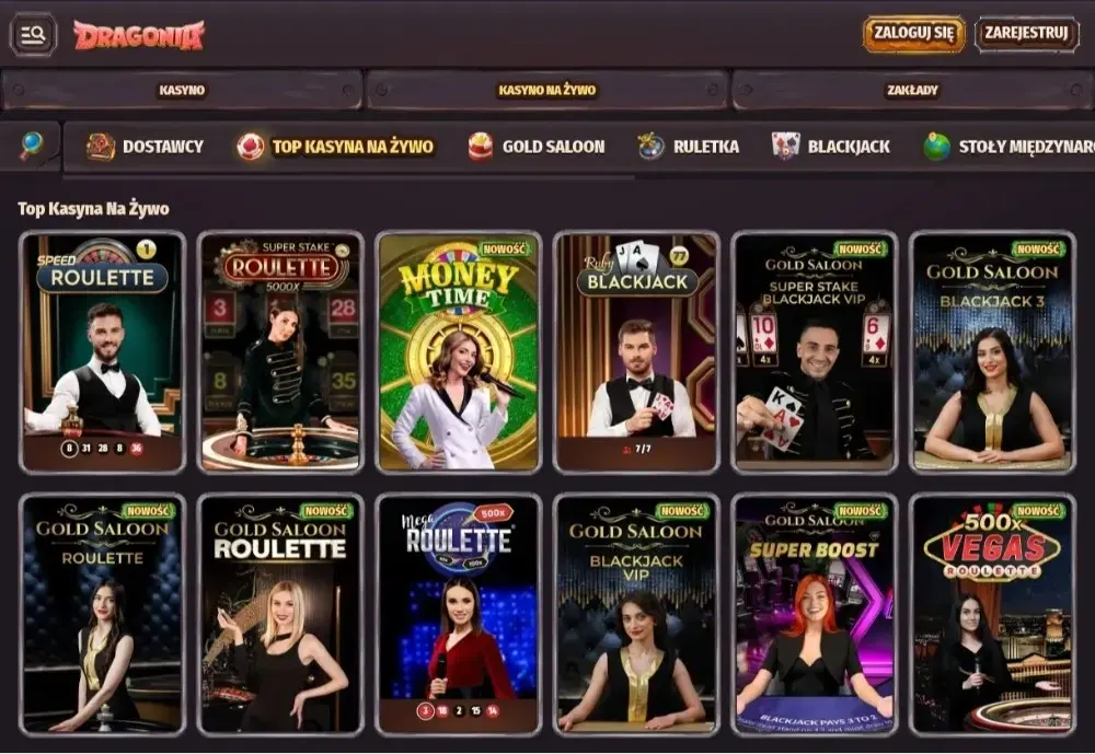 dragonia casino stoły do gry live