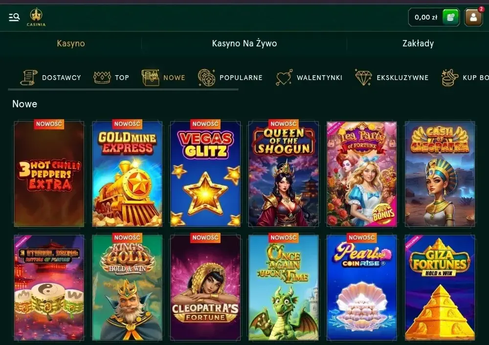 gry dostępne w casinia casino