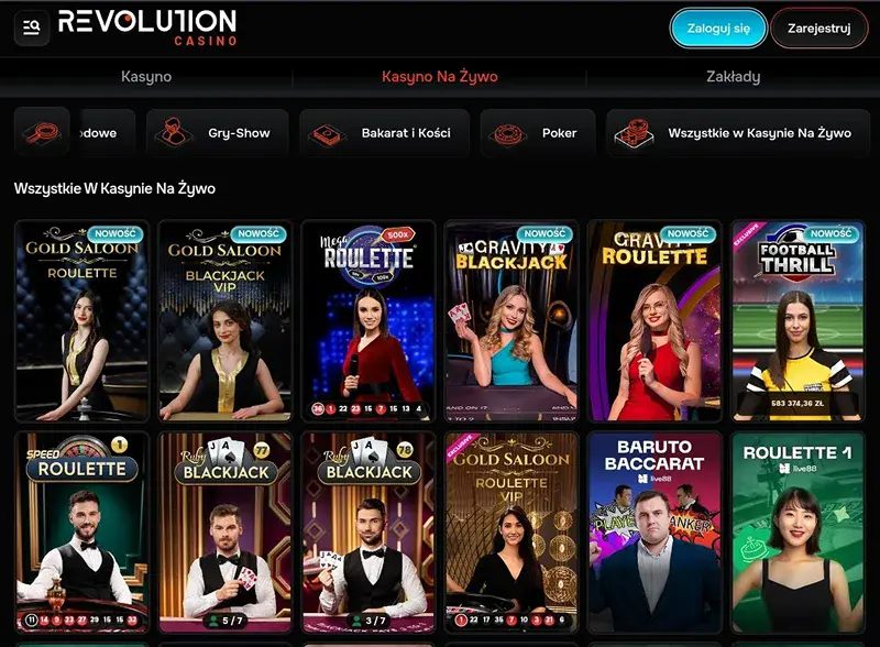 gry kasynowe na zywo revolution casino