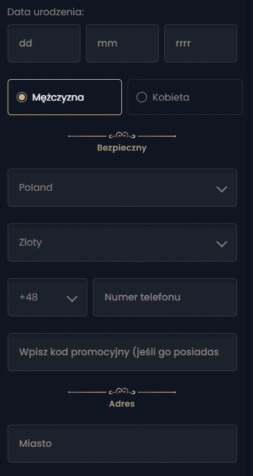 ostatni krok rejestracji z wprowadzeniem kodu plspinyds100