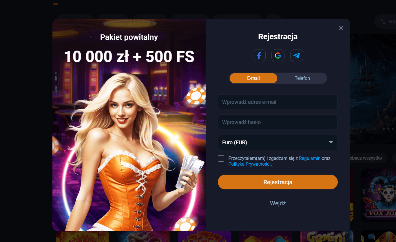 rejestracja w vox casino