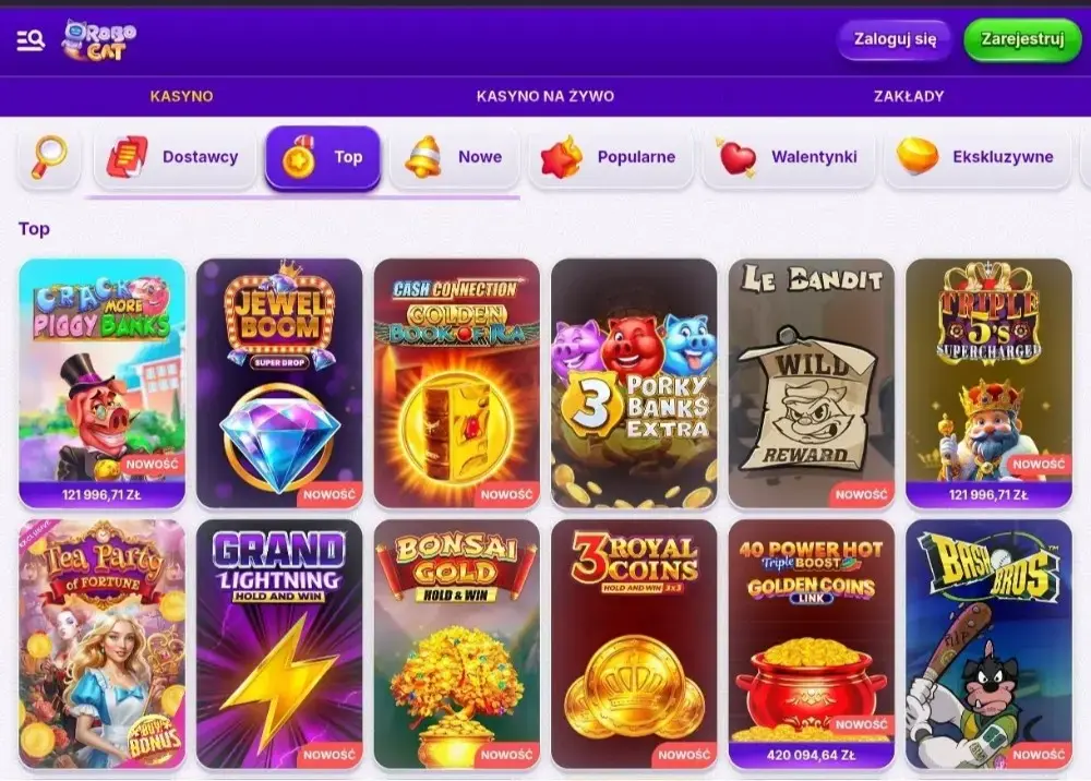 robocat casino biblioteki gier