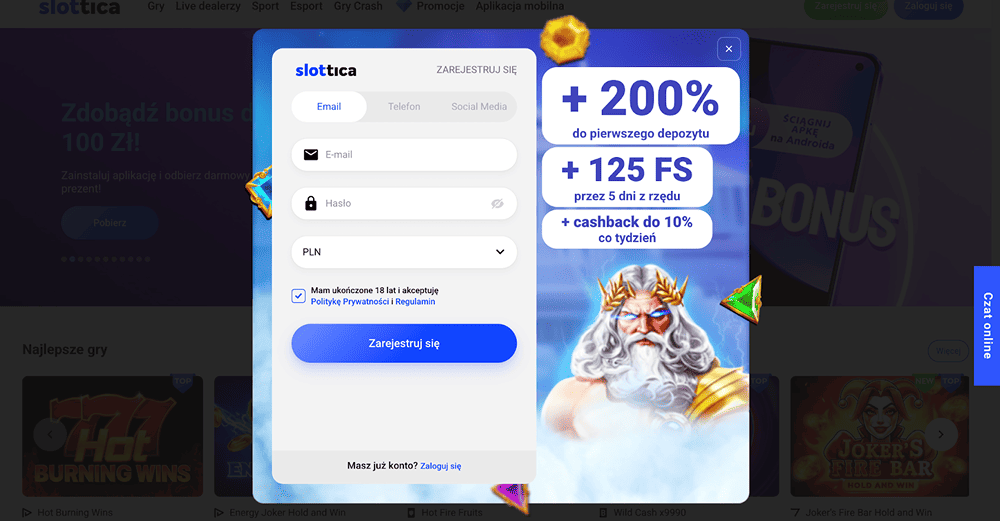 slottica casino rejestracja