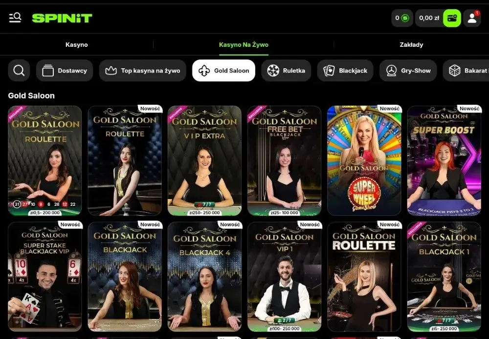spinit casino kolekcję gier kasyno na żywo